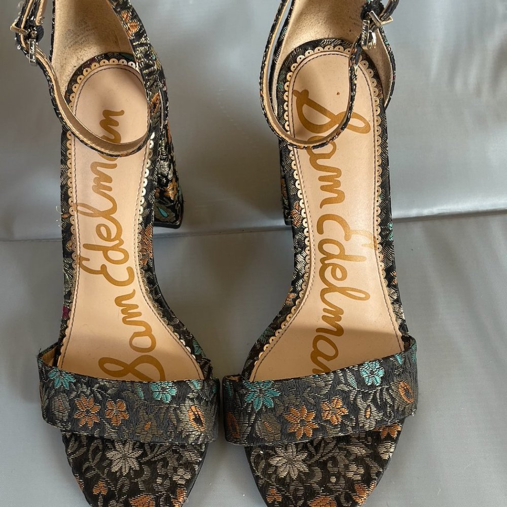 Sam Edelman Yaro Ankle Strap Heel Sandal - Black Multi Pattern - 8.5